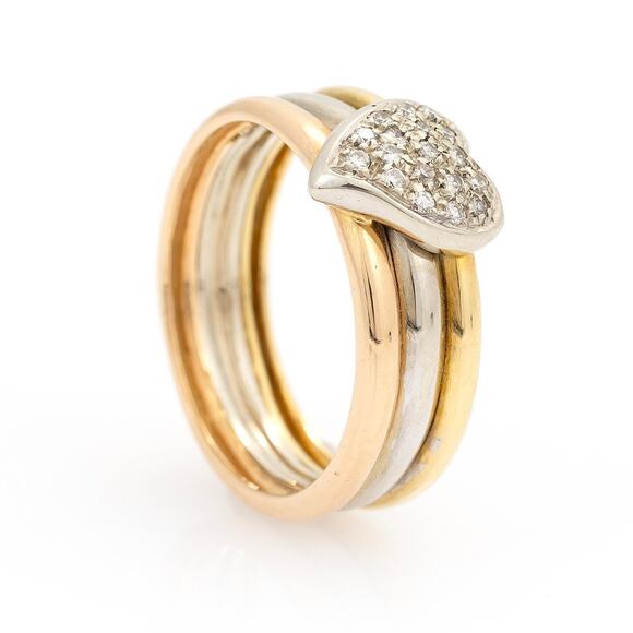 Diamond Heart Tri Colored 18k Gold size 6.75 - Picture 2 of 4